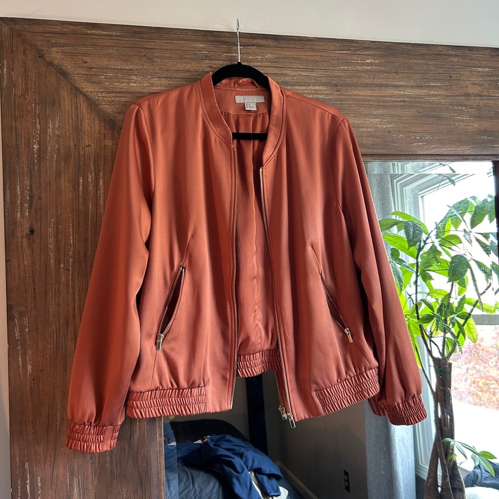 H&M Pink Satin Bomber Jacket